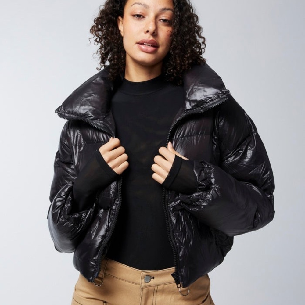By Dyln Morris Puffer Jacket Cropped Slouchy Baggy Relaxed Fit in Black Medium - Picture 10 of 12